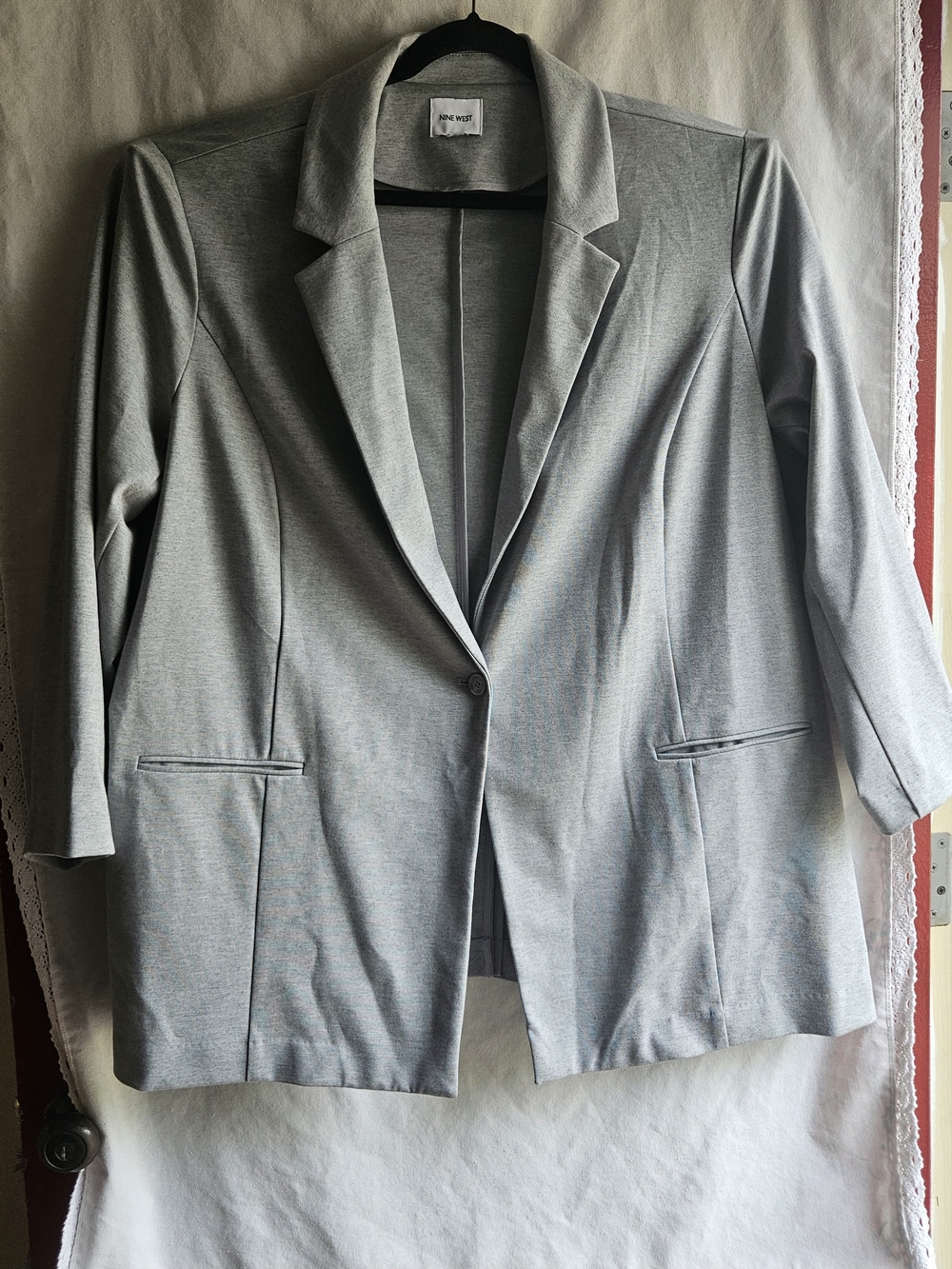 Nine West Grey Blazer Oversized No Size Tag Approx 3X 4X 5x Heather Grey